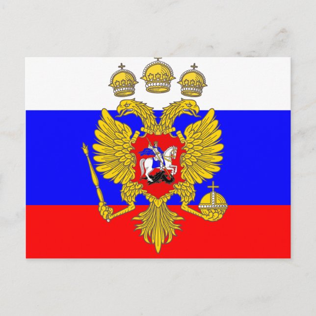 Postal Zar de Muscovia, bandera de Rusia (Anverso)