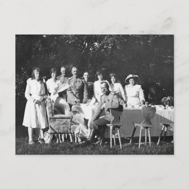 Postal Zar de reunión familiar Nicolás de Rusia, Romanov (Anverso)