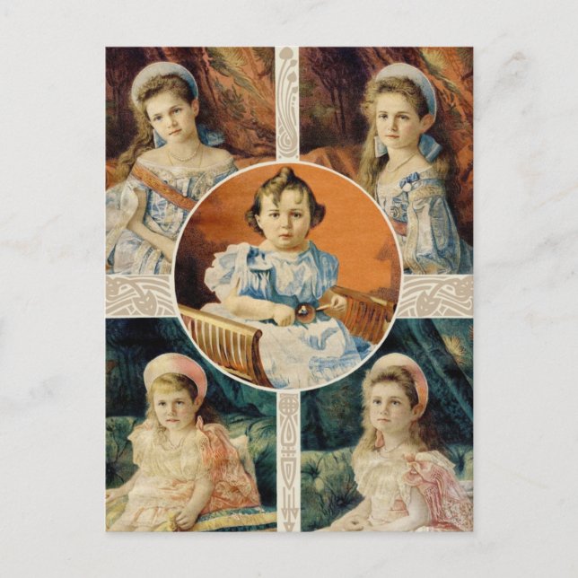 Postal Zar infantil de Rusia, OTMA y Alexis Romanov (Anverso)