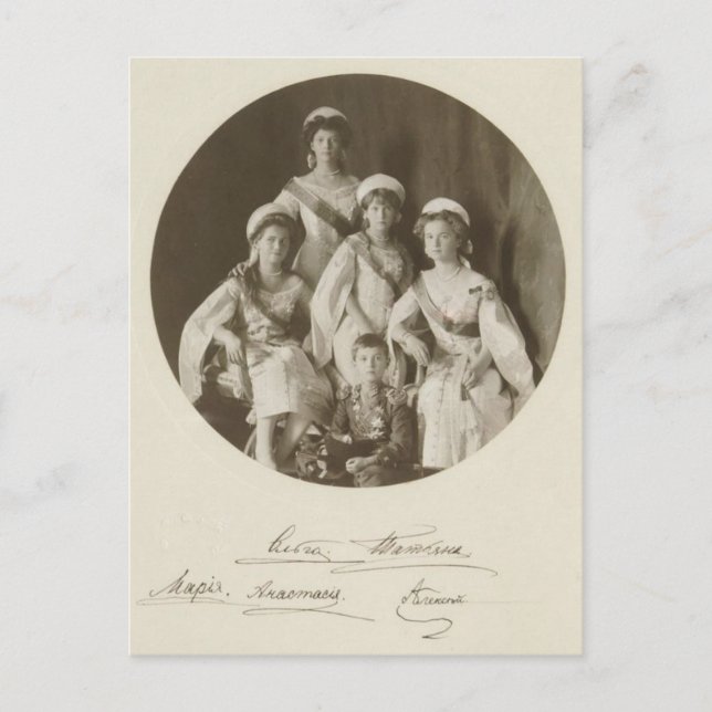 Postal Zar infantil OTMA y Alexis Romanov Rusia (Anverso)