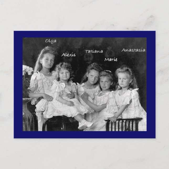 Postal Zar infantil OTMA y Alexis Romanov Rusia #272 (Anverso)