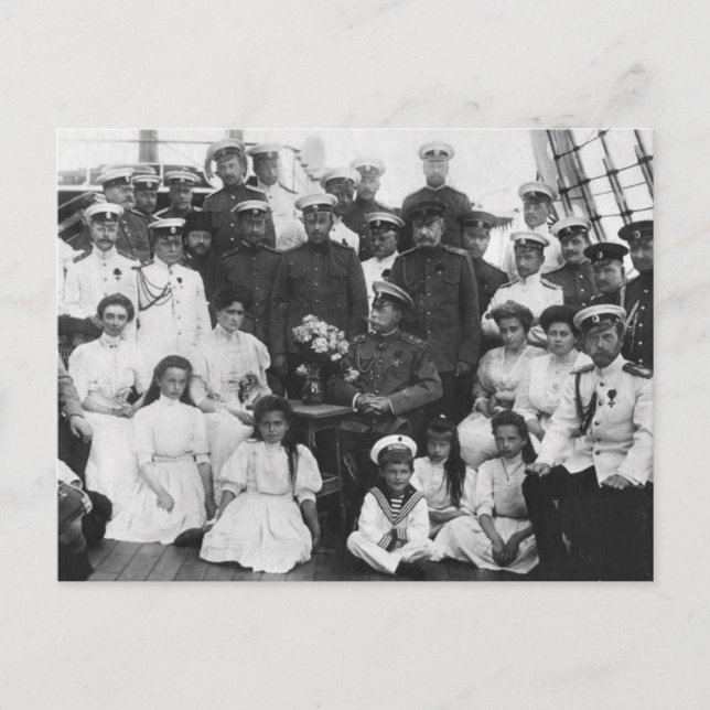 Postal Zar Nicolás de Rusia, la familia real Romanov (Anverso)