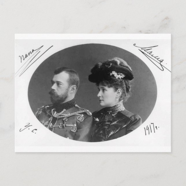 Postal Zar Nicolas y Alexandra de Rusia Romanov #121 (Anverso)