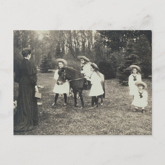 Postal Zar y sarina de niños de Rusia con pony - OTMA (Anverso)