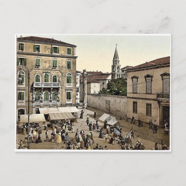 Postal Zara, Plaza Erbe, Dalmatia, Austro-Hungría rara P (Anverso)