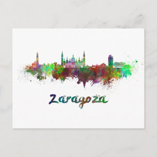 Postal Zaragoza skyline in watercolor