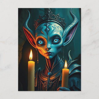 Postal Zarathos el Elfo de Fantasía Oscura Ritualista de 