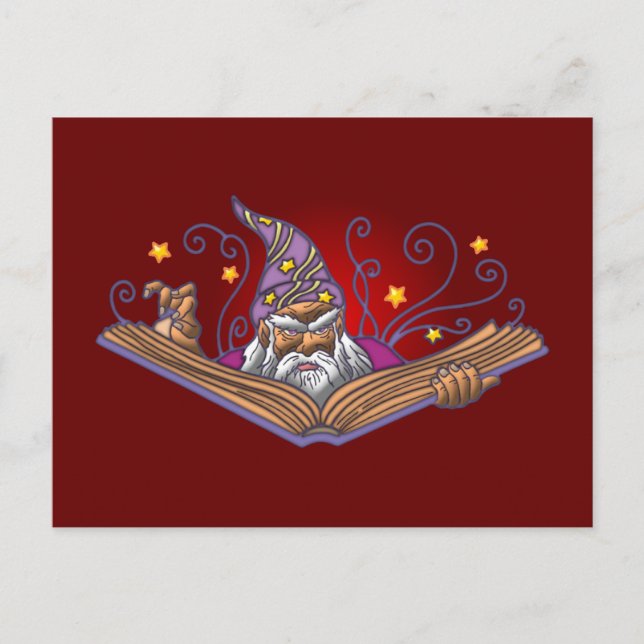Postal Zauberer Buch Grimoire brujo hechicero (Anverso)