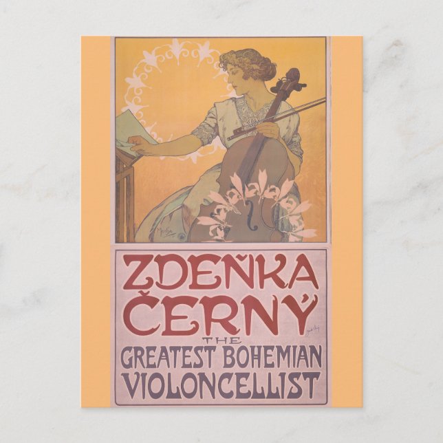 Postal Zdenka Cerny poster por Alphonse Mucha (Anverso)