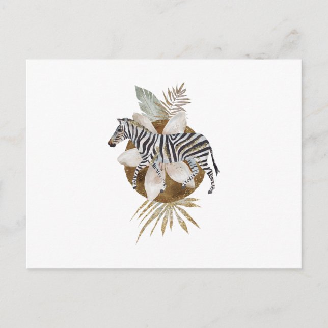 Postal Zebra-acuarela Animal tropical (Anverso)