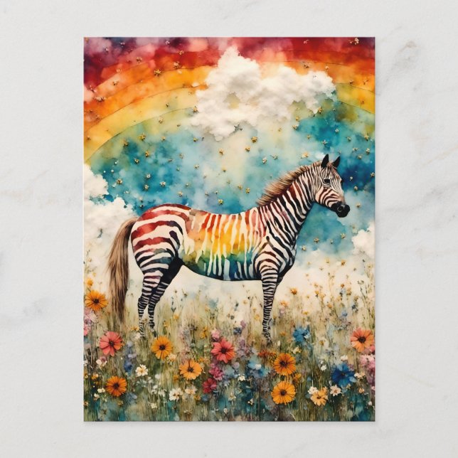 Postal Zebra arcoiris (Anverso)