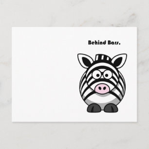 Postal Zebra Behind Bars - Gracioso Personalizado Animal 