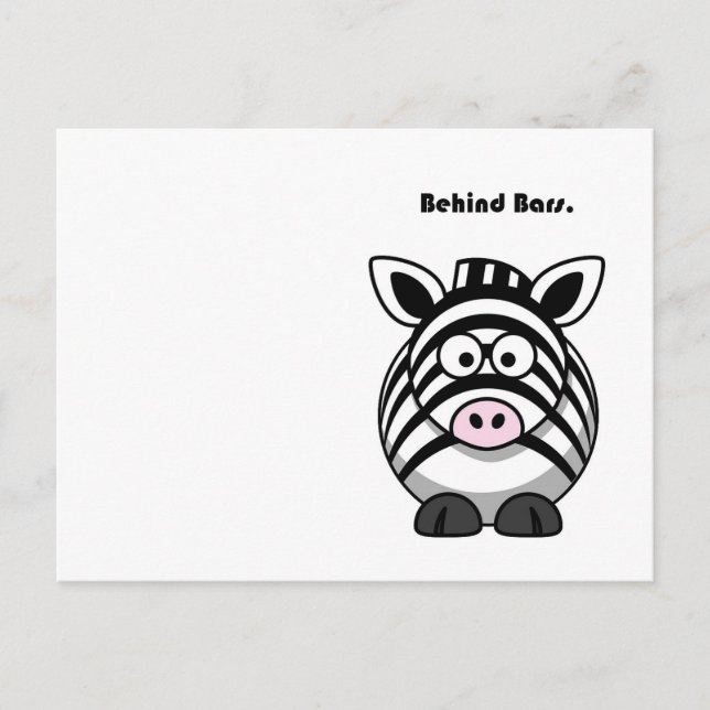 Postal Zebra Behind Bars - Gracioso Personalizado Animal  (Anverso)