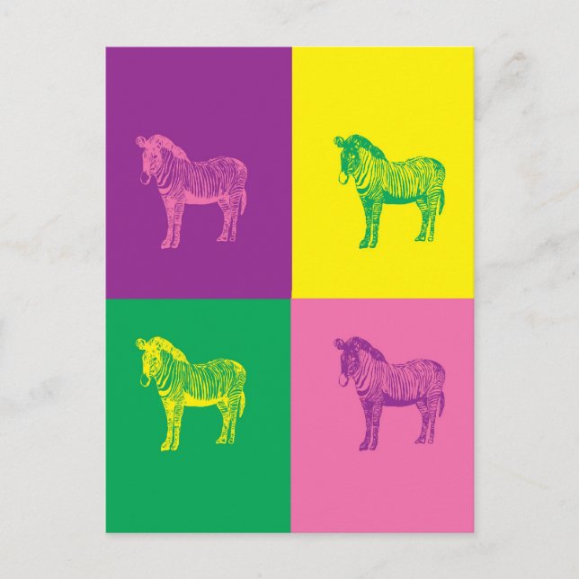 Postal Zebra de arte pop (Anverso)