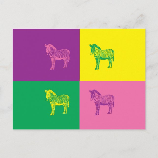 Postal Zebra de arte pop (Anverso)
