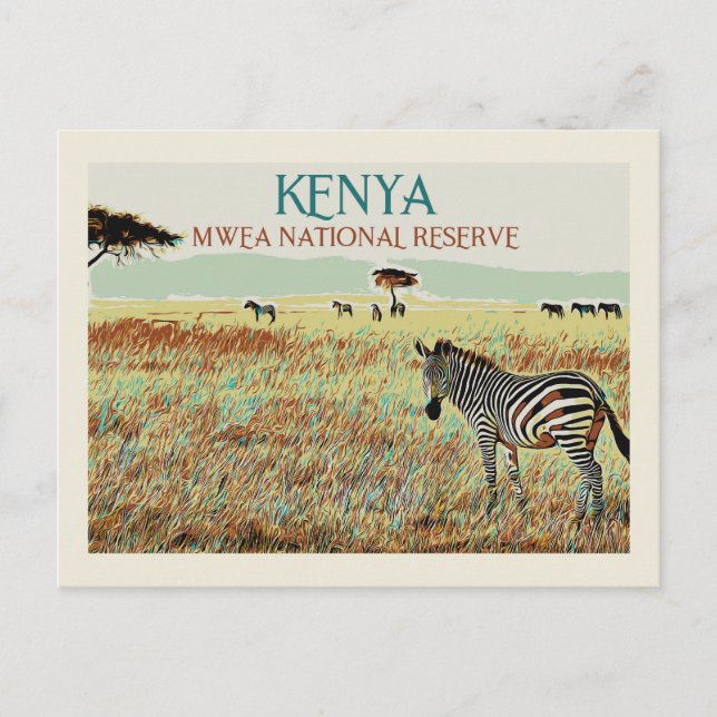 Postal Zebra de Kenia, Reserva Nacional de Mwea (Anverso)