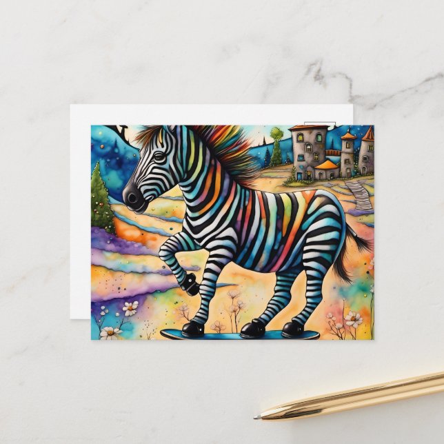 Postal Zebra de patinaje (Anverso/Reverso In Situ)