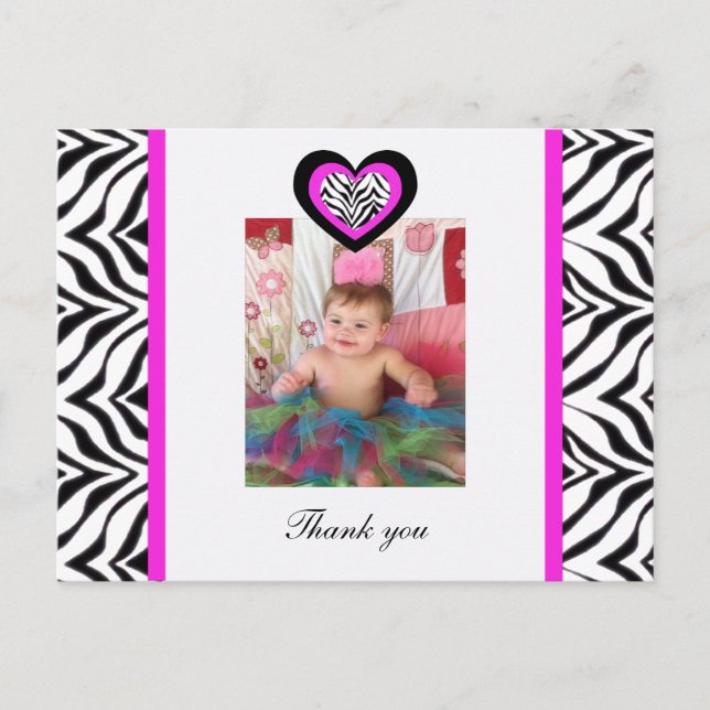 Postal Zebra Heart: Foto: Gracias Postcard (Anverso)