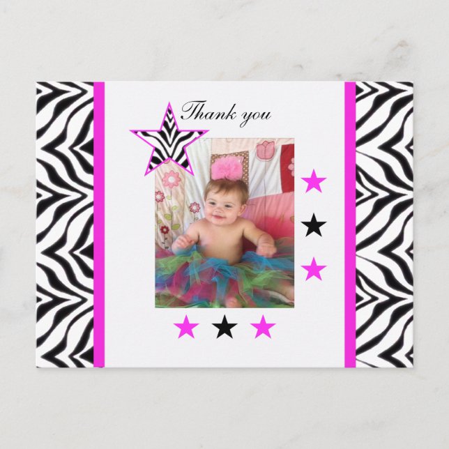 Postal Zebra Stars: Foto: Gracias Postcard (Anverso)