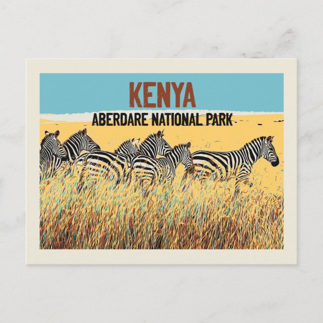 Postal Zebras en Kenia, Parque Nacional Aberdare (Anverso)