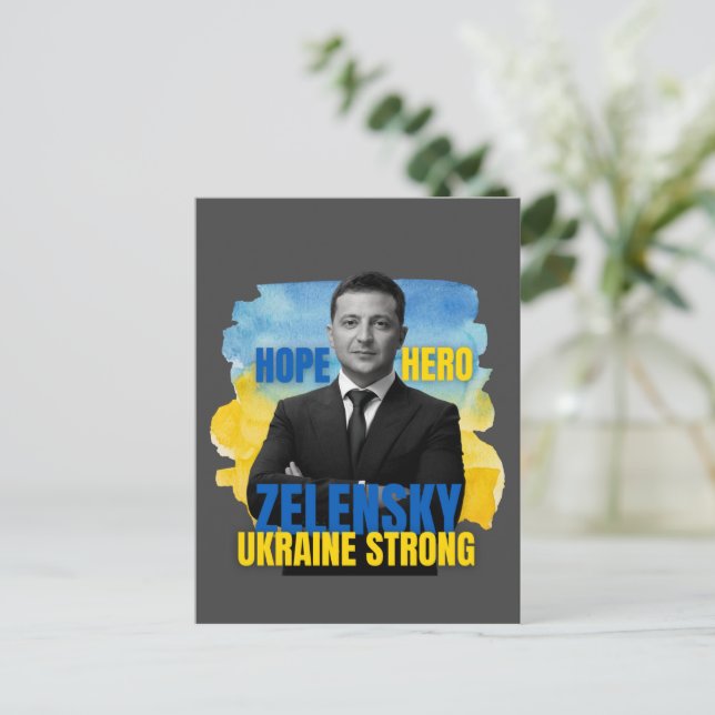 Postal Zelensky Hope Hero Ukraine Strong  (Anverso de pie)