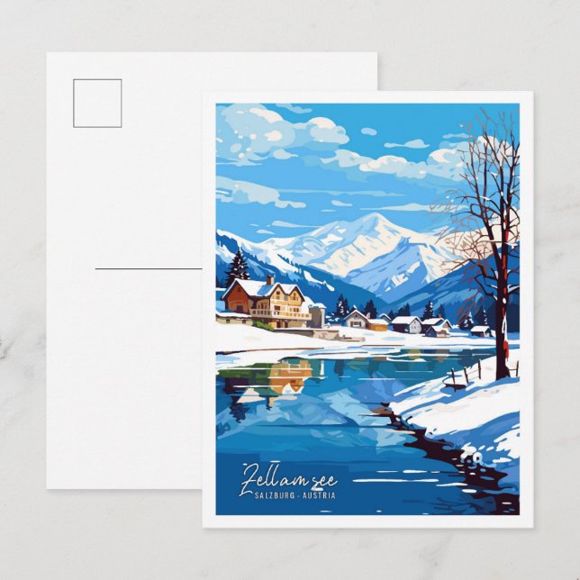 Postal Zell am see Salzburg Austria Travel Ilustracion (Anverso / Reverso)