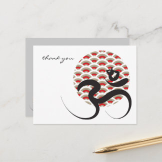 Postal Zen Asia Red Sun Yoga Calligrafía moderna Om Aum