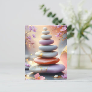 Postal Zen Piedras Espirituales Equilibrar Arte Floral