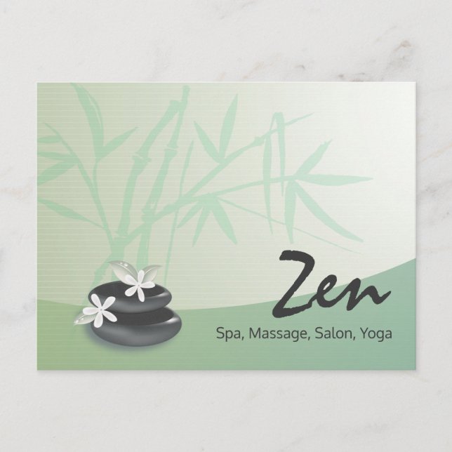 Postal ZEN Stone Bamboo YOGA SPA Salón de Terapia de Masa (Anverso)