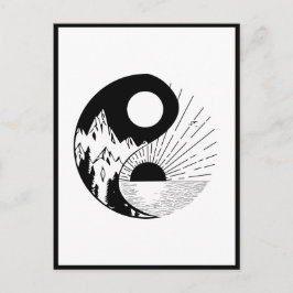 Postal Zen Yin Yang Blanco negro
