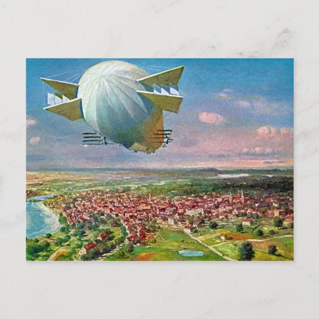 Postal Zeppelin Vintage Postcard 1908 restaurado (Anverso)