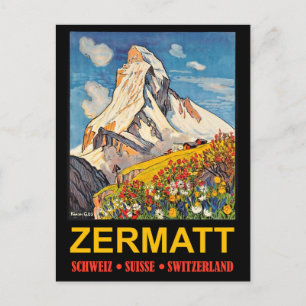 Postal Zermatt, cima de la montaña, viajes de cosecha en 