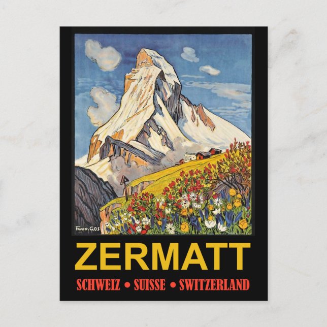 Postal Zermatt, cima de la montaña, viajes de cosecha en  (Anverso)