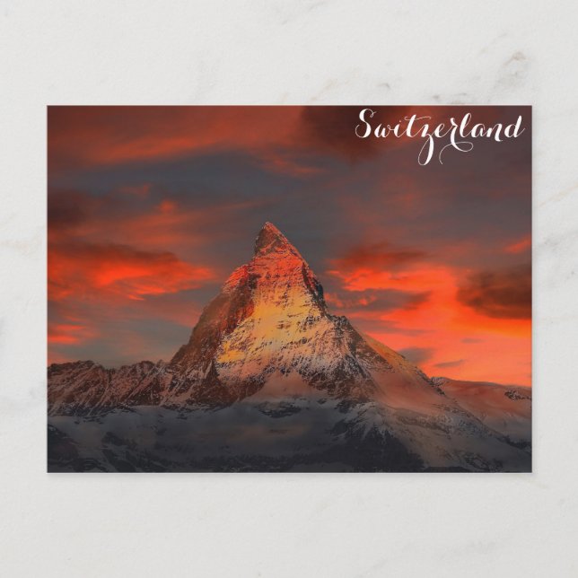 Postal Zermatt Matterhorn Suiza Alpes suizos Sunset (Anverso)