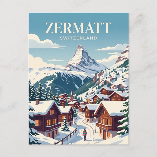 Postal Zermatt, Suiza (Anverso)