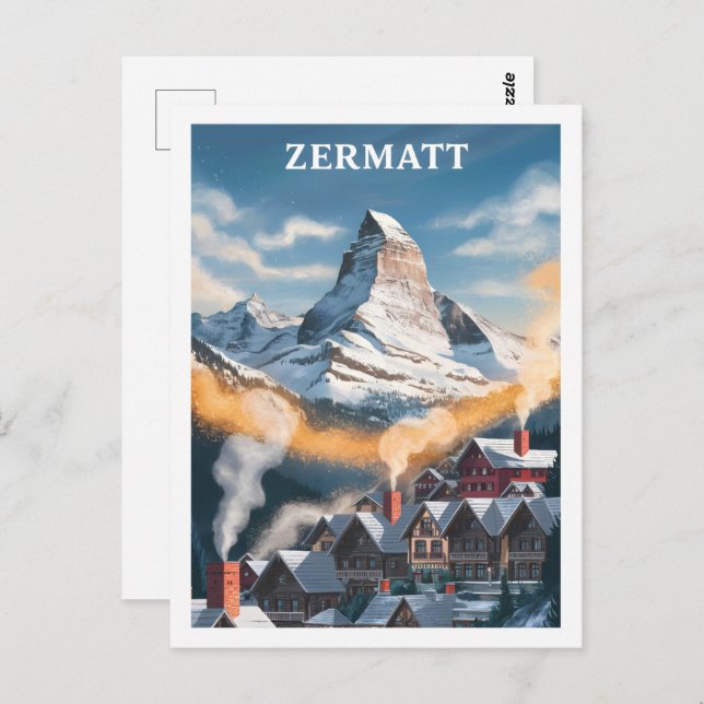 Postal Zermatt Suiza Famoso lugar de viaje (Anverso / Reverso)