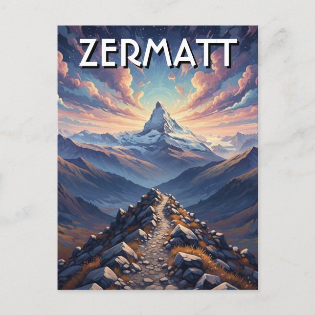 Postal Zermatt Suiza Matterhorn (Anverso)