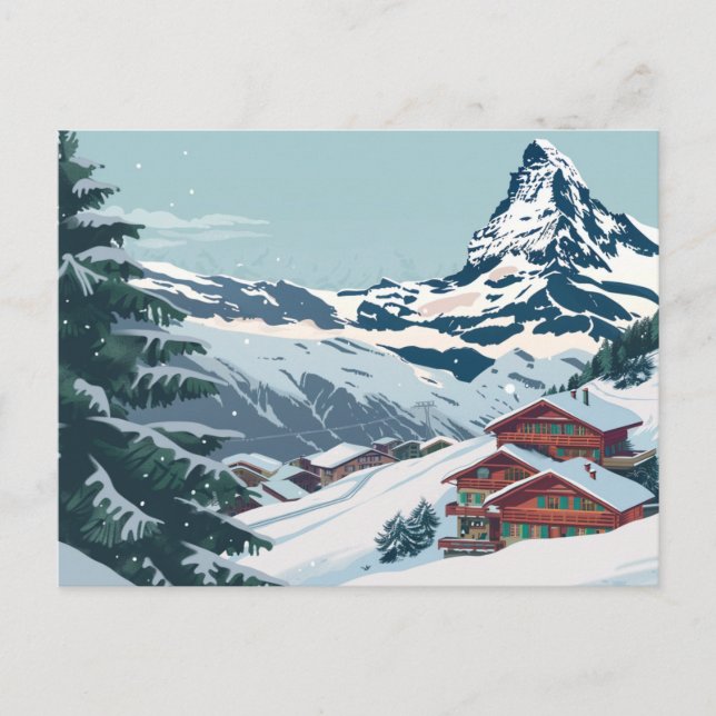 Postal Zermatt, Suiza Matterhorn Vintage Travel (Anverso)