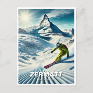 Postal Zermatt Suiza Skier