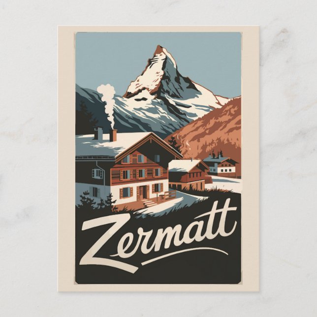 Postal Zermatt Suiza Viaje al arte (Anverso)