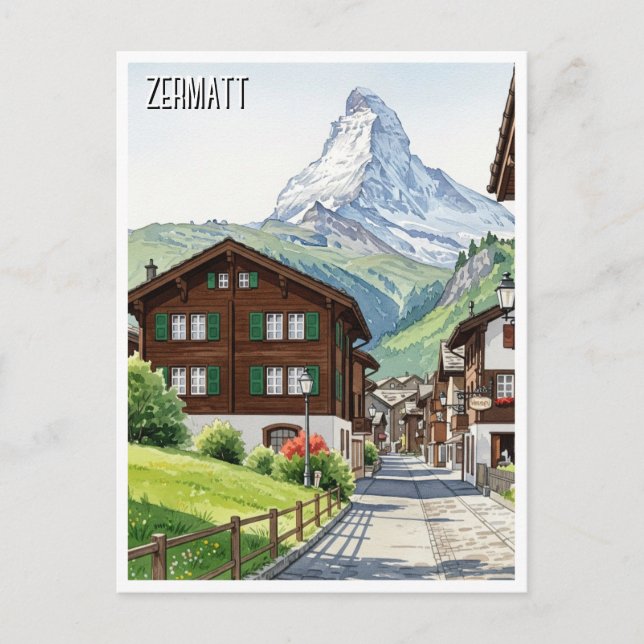 Postal Zermatt Suiza Viaje Matterhorn (Anverso)