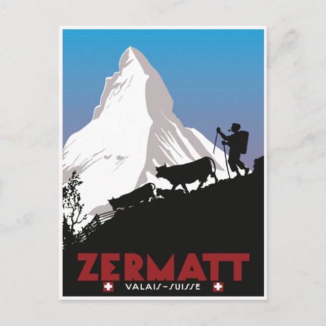 Postal Zermatt, Valais, Suisse, (Anverso)