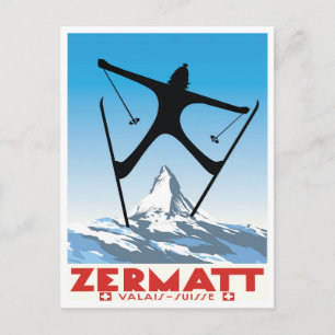 Postal Zermatt, Valais, Suisse, Ski