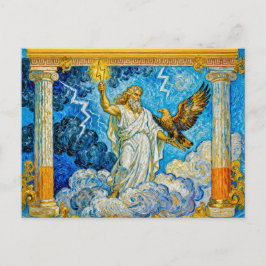 Postal Zeus con Águila y Relámpago en la Puerta del Templ