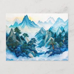 Postal Zhangjiajie Montañas Brumosas en Estilo Quilling