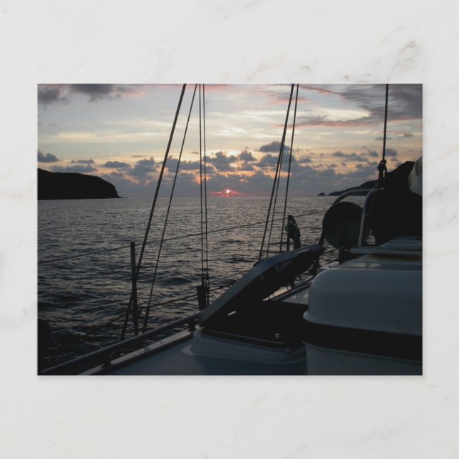 Postal Zihuatanejo Sunset desde Moira en anclaje (Anverso)