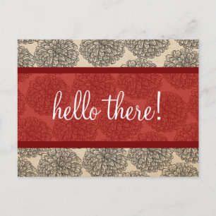 Postal zinnia roja vintage