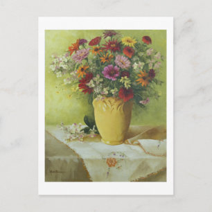 Postal Zinnias en la base de McCoy amarilla 6021