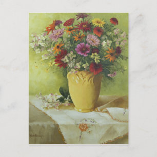 Postal Zinnias en la base de McCoy amarilla 6021