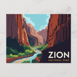 Postal Zion Canyon Narrows Vintage Poster